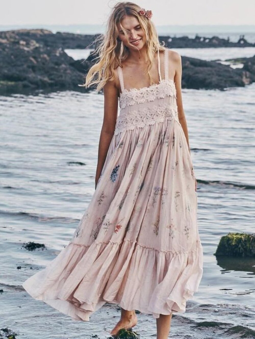 Caroline Constas Daisy Lace Maxi Dress NWT Floral Embroidered Pink Size Large - Picture 2 of 10